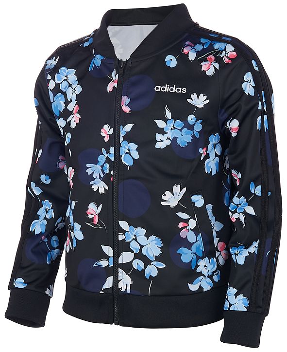 adidas Little Girls Floral-Print Jacket & Reviews - Coats & Jackets ...