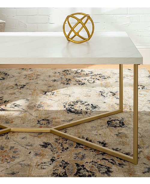 Walker Edison 42" Modern Style White-Faux Marble Coffee ...