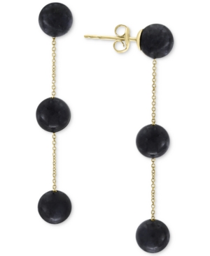 image of Effy Lapis Lazuli (6mm) Triple Drop Earrings in 14k Gold (Also in Onyx)