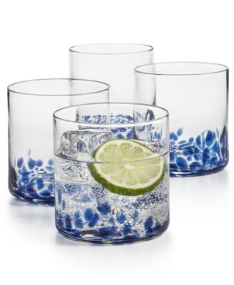 The Cellar - Blue Speckle Double Old-Fashioned Glasses, Set of 4