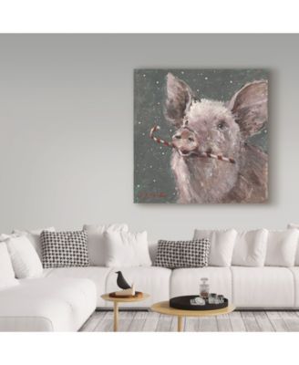 Mary Miller Veazie 'Teri The Christmas Pig' Canvas Art - 14" x 14"