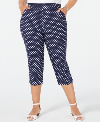 NY Collection - Plus Size Printed Pull-On Capri Pants