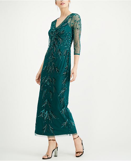 Adrianna Papell Petite Beaded Mesh Dress Reviews Dresses