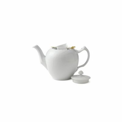 White Fluted Half Lace Tea Pot