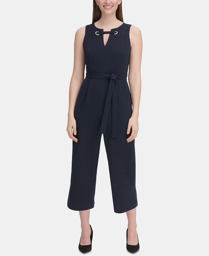 Tommy Hilfiger Women's Belted Cropped Jumpsuit Blue Size 10 main image 1