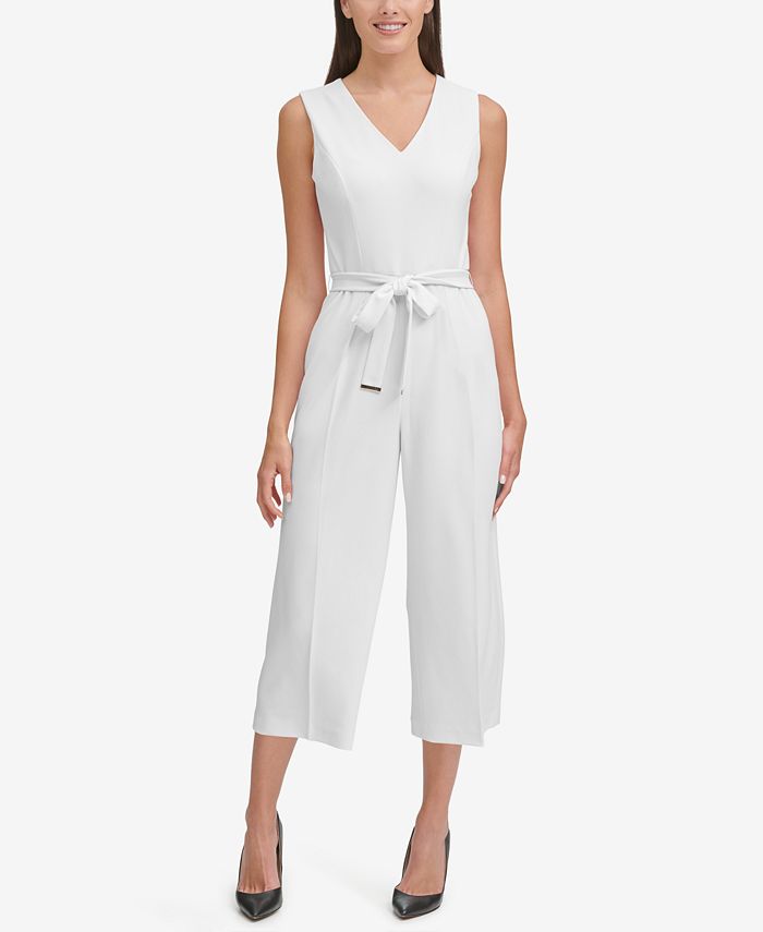 Tommy Hilfiger Belted Cropped Jumpsuit - Macy's