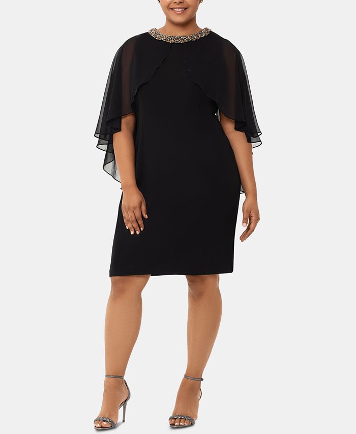 Xscape capelet sheath sales dress