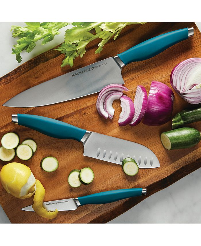Rachael Ray Cutlery Japanese Stainless Steel Chef Knife Set - Gray, 3 Piece