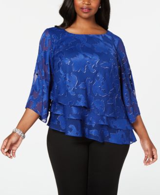 Alex Evenings - Plus Size Triple-Tiered Asymmetrical Top
