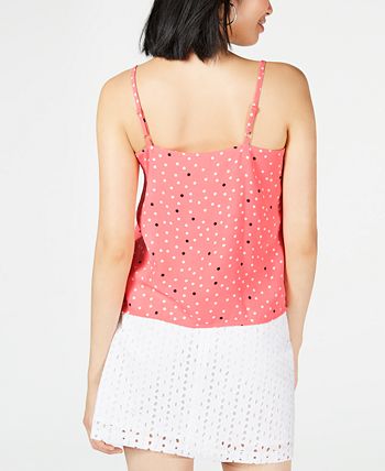 Maison Jules Women's Dot Print Tie Waist Romper  Navy Size X-Large