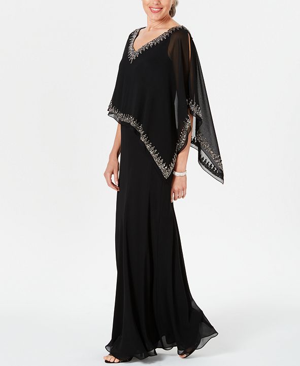 j kara embellished overlay gown