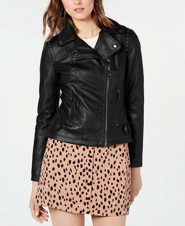 GUESS Studded Moto Faux-Leather Jacket, Created for Macy's ... (591 x 722 Pixel)