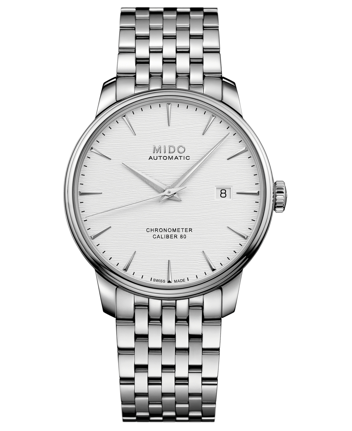 Mido Men's Swiss Automatic Baroncelli Stainless Steel Bracelet Watch 40mm In Metallic