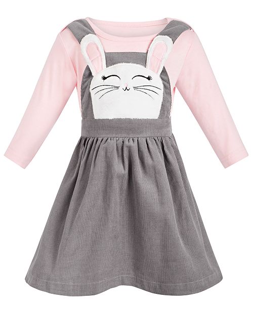 Blueberi Boulevard Baby Girls 2 Pc Top Corduroy Bunny Jumper