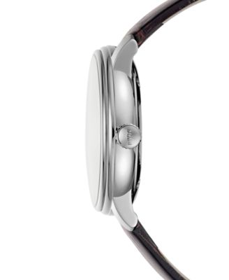 Men's Swiss Automatic Baroncelli Brown Leather Strap Watch 40mm