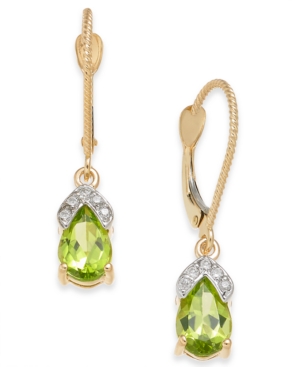 image of Peridot (1-3/4 ct. t.w.) & Diamond Accent Drop Earrings in 14k Gold