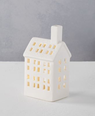 Martha Stewart Collection - Martha Stewart Silver Woods White Glitter Ceramic LED House, Created for Macy's