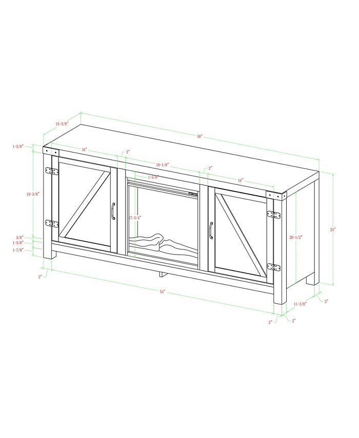 Walker Edison 58" Barn Door Fireplace TV Stand Rustic Oak Macy's
