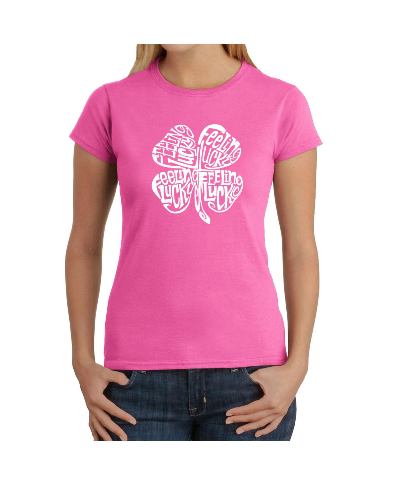 Women's Word Art T-Shirt - Feeling Lucky