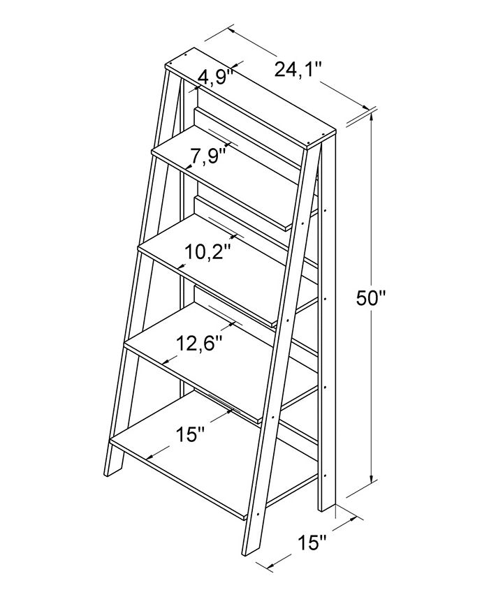Walker Edison 55" Wood Ladder Bookshelf Black Macy's