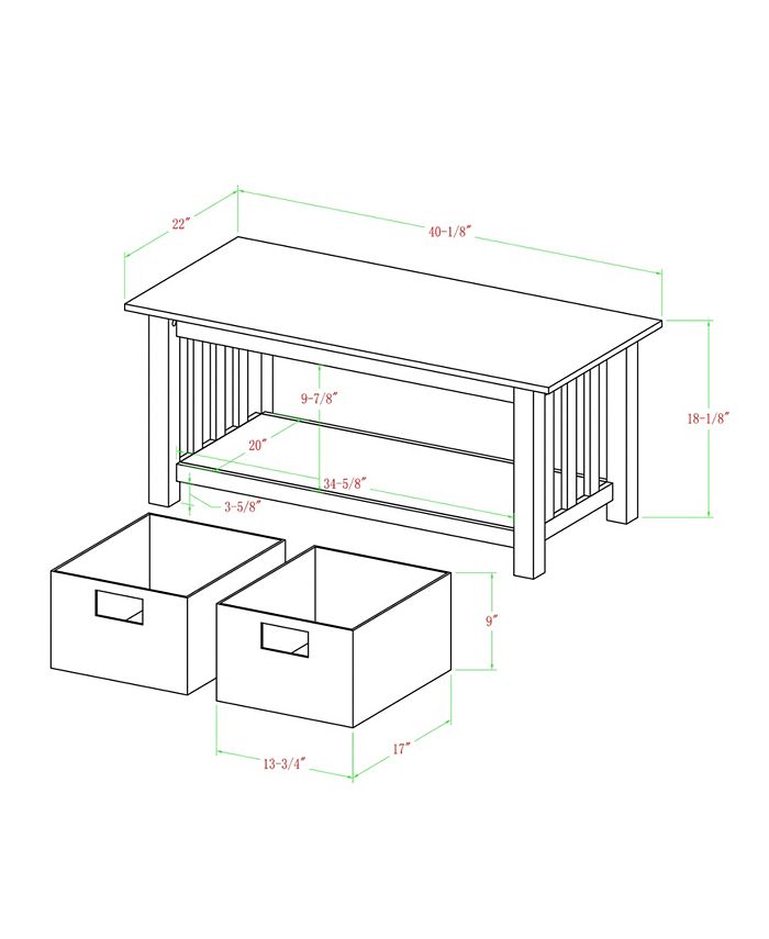 Walker Edison 40" Wood Storage Coffee Table with Totes Dark Walnut