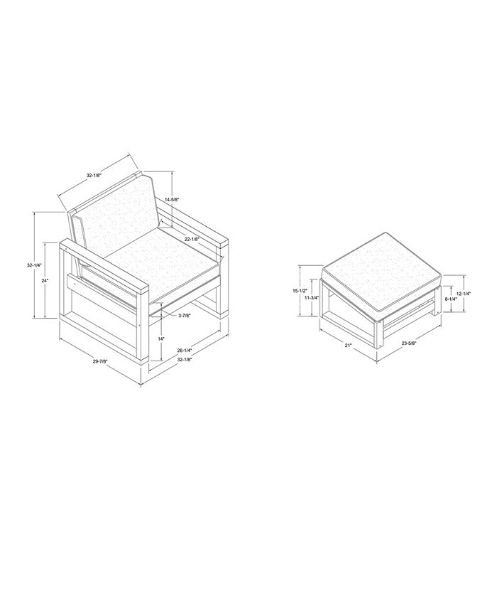 Walker Edison Outdoor Classic Contemporary Open Side Chair and Ottoman