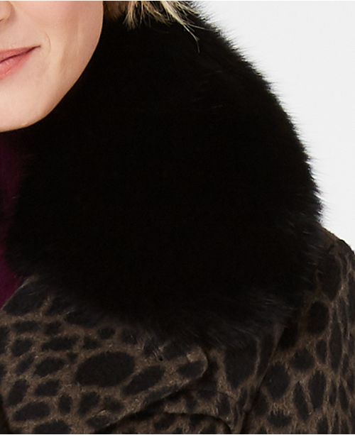 1 Madison Expedition Leopard Printed Fox Fur Collar Coat Reviews