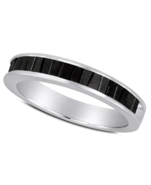 image of Sterling Silver Ring, Black Diamond Baguette Ring (1 ct. t.w.)