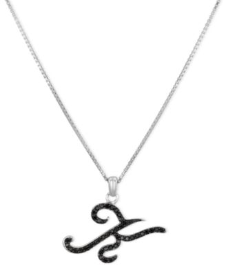 Macy's - Sterling Silver Necklace, Black Diamond "K" Initial Pendant (1/4 ct. t.w.)