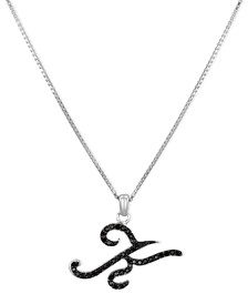 Sterling Silver Necklace, Black Diamond "K" Initial Pendant (1/4 ct. t.w.)