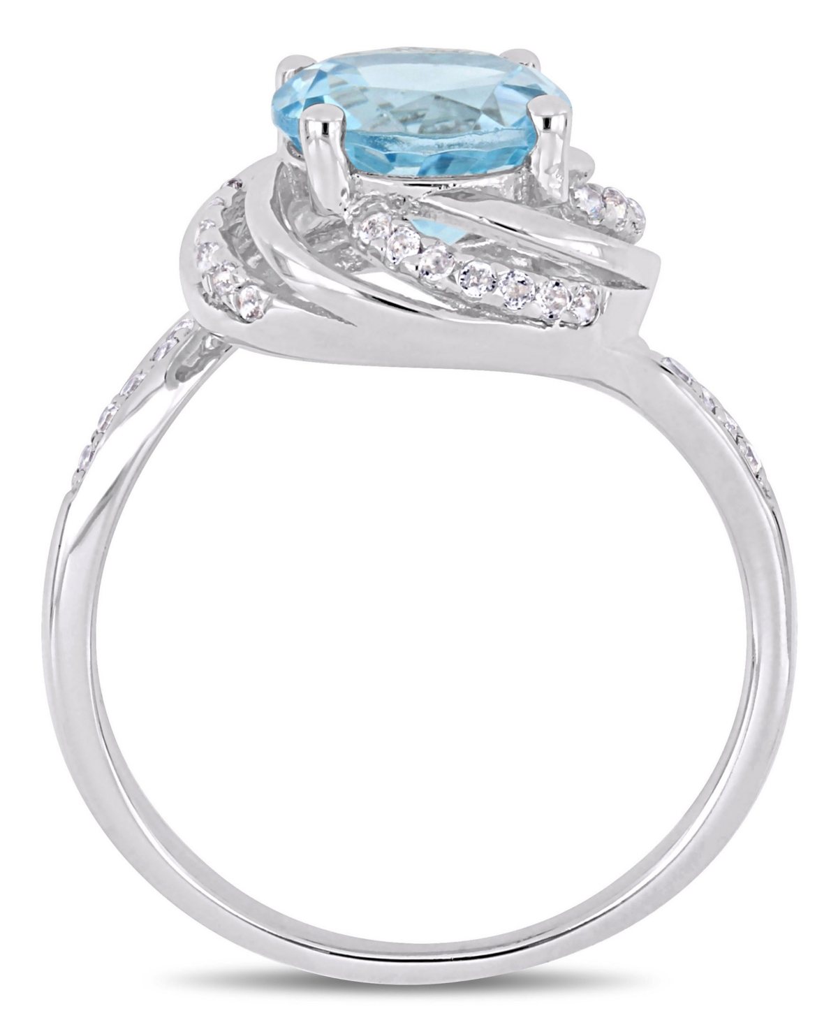 Topaz (2-1/3 ct.t.w.), White Topaz (1/8 ct. t.w.) and Diamond Accent Interlaced Swirl Halo Ring in Sterling Silver - Blue