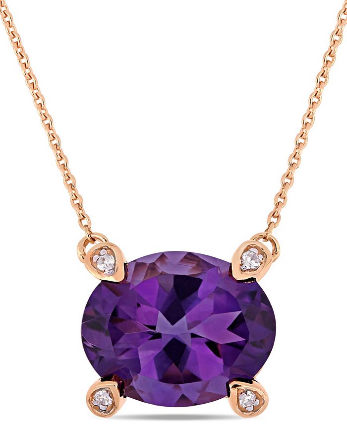 Macy's - Amethyst (2-3/8 ct.t.w.) and Diamond Accent 17" Necklace in 10k Rose Gold