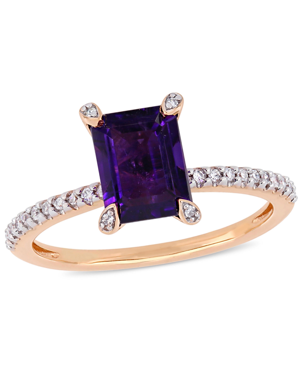 Macy's Amethyst (1-1/2 Ct.t.w.) And Diamond (1/10 Ct.t.w.) Ring In 10k Rose Gold In Amethyst