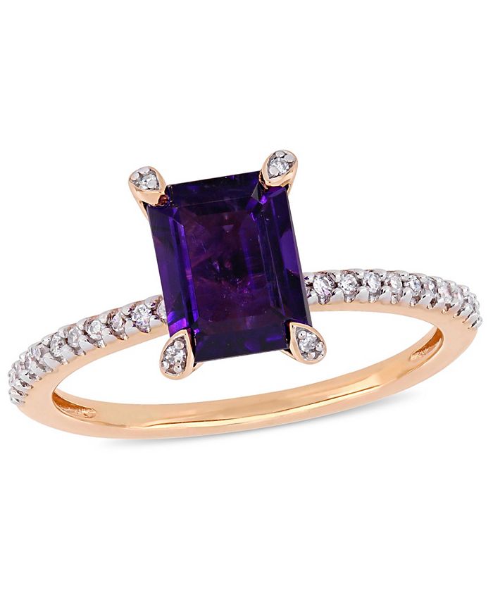 Macy's - Amethyst (1-1/2 ct.t.w.) and Diamond (1/10 ct.t.w.) Ring in 10k Rose Gold