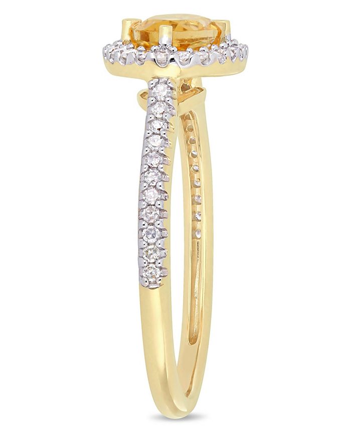Macy's - Citrine (3/4 ct.t.w.) and Diamond (1/4 ct.t.w.) Halo Ring in 10k Yellow Gold