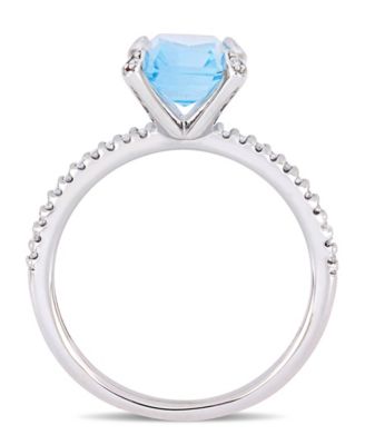 Blue Topaz (2 ct.t.w.) and Diamond (1/10 ct.t.w.) Ring in 10k White Gold