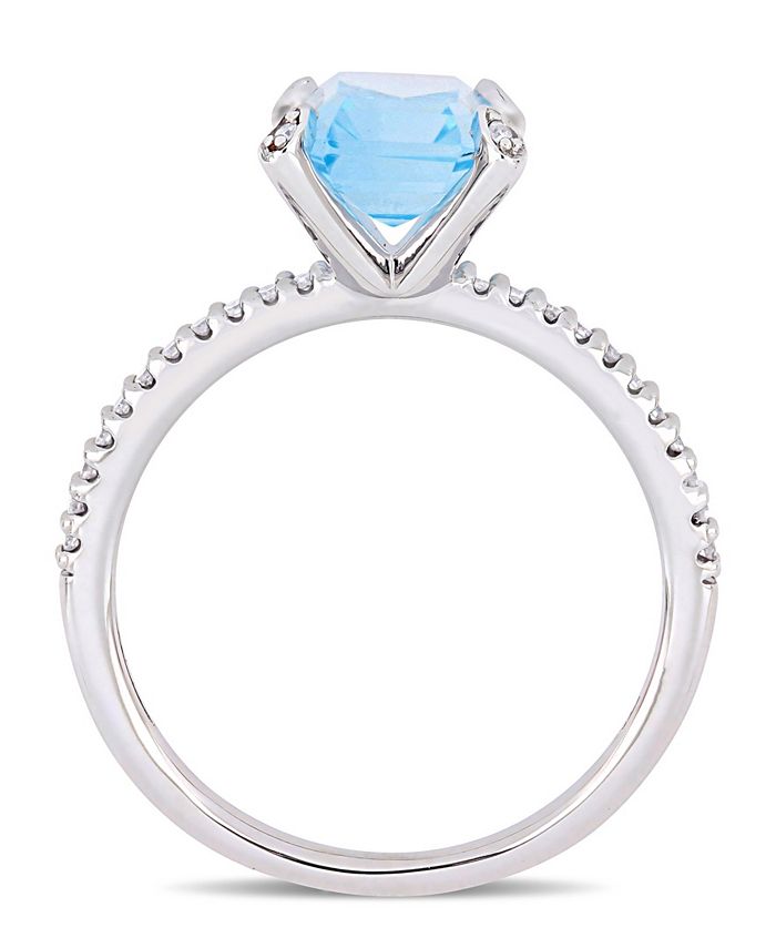 Macy's - Blue Topaz (2 ct.t.w.) and Diamond (1/10 ct.t.w.) Ring in 10k White Gold
