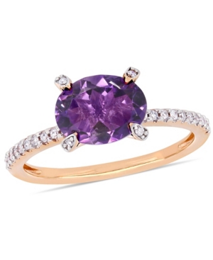 image of Amethyst (1-5/8 ct.t.w.) and Diamond (1/10 ct.t.w.) Ring in 10k Rose Gold