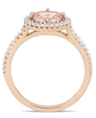 Morganite (3/4 ct.t.w.) and Diamond (1/4 ct.t.w.) Halo Ring in 14k Rose Gold
