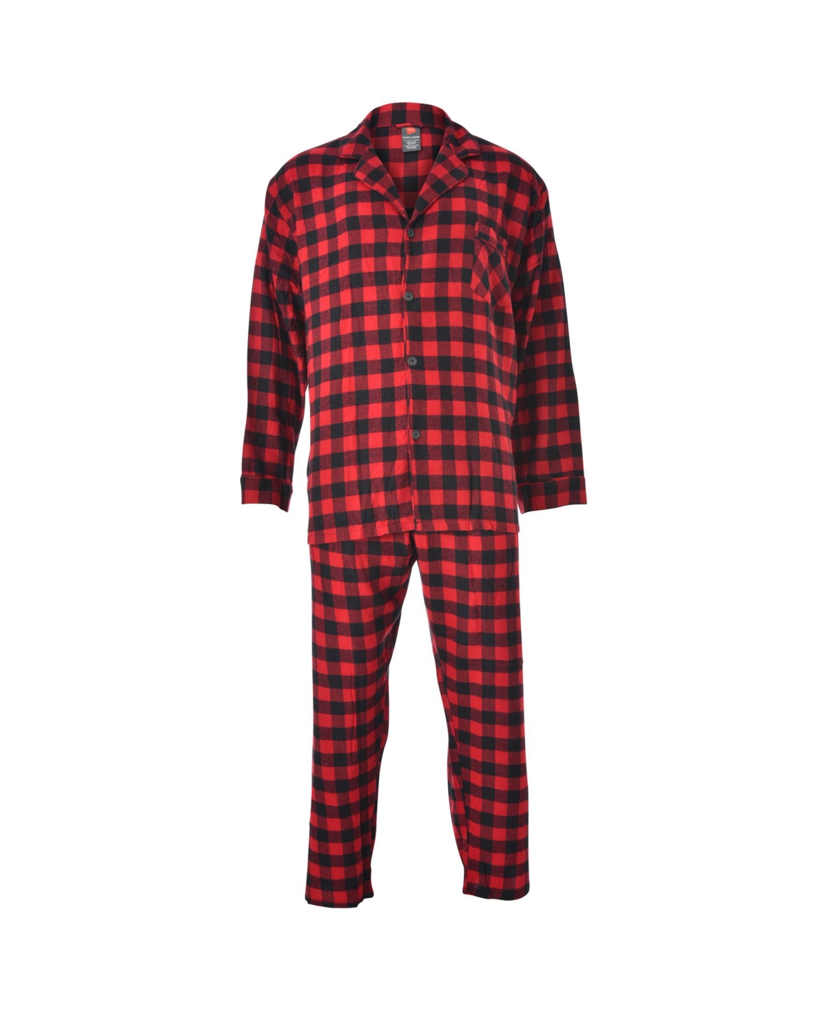 Hanes Men's Big and Tall Flannel Plaid Pajama Set - Red Black Check Plaid