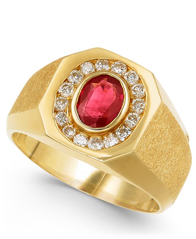Macy's Men's Ruby (7/8 ct. t.w.) & Diamond (3/8 ct. t.w.) Ring in 14k
