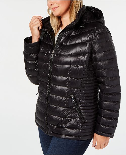 Calvin Klein Plus Size Hooded Packable Down Puffer Coat Created