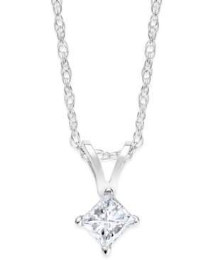 Princess-Cut Diamond Pendant Necklace in 10k Yellow or White Gold (1/4 ct tw)