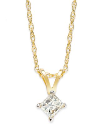 Macy's - Princess-Cut Diamond Pendant Necklace in 10k Gold (1/4 ct. t.w.)