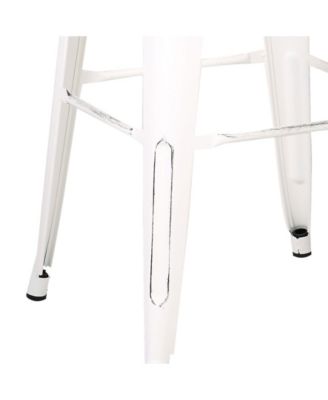 Industrial Metal Barstools with Bucket Back and 4 Legs, Set of 2