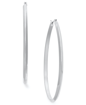 image of Charter Club Silver-Tone Twist Hoop Earrings