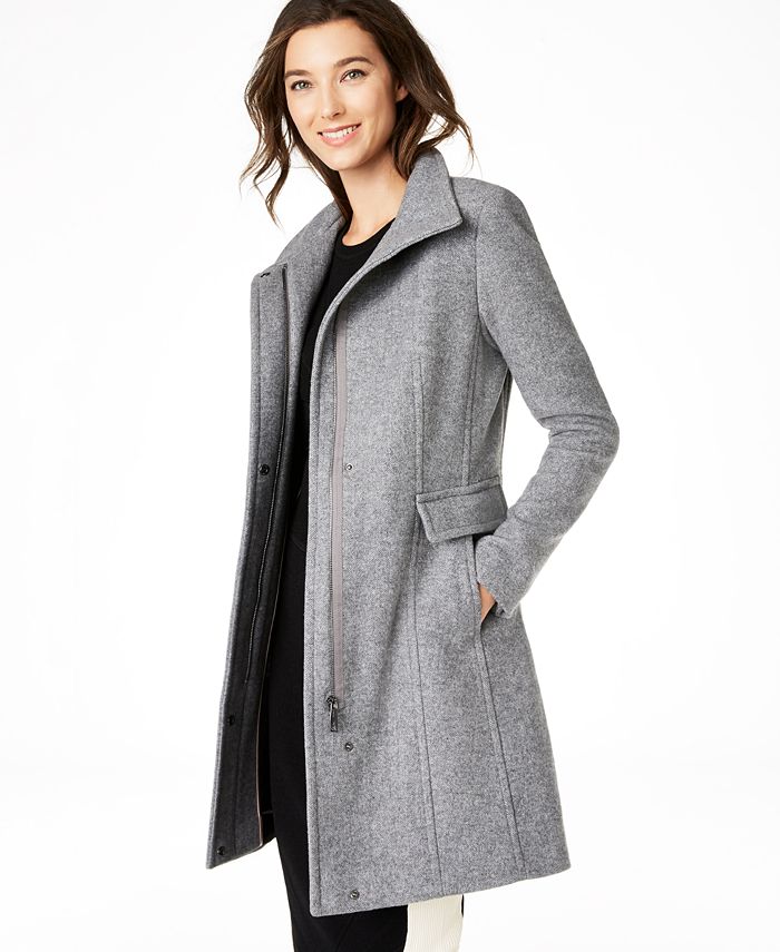 Calvin Klein Petite Stand Collar Walker Coat, Created for Macy's & Reviews  - Coats & Jackets - Petites - Macy's