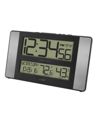 Atomic Digital Clock with Indoor Temperature and Humidity, Aluminum finish