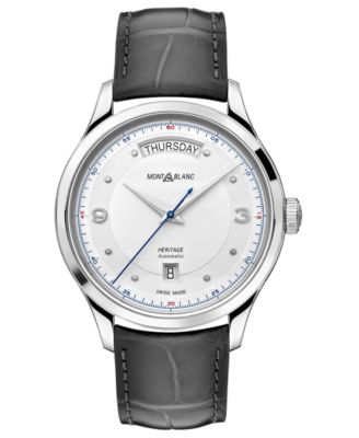 Montblanc - Men's Swiss Automatic Heritage Gray Alligator Leather Strap Watch 40mm