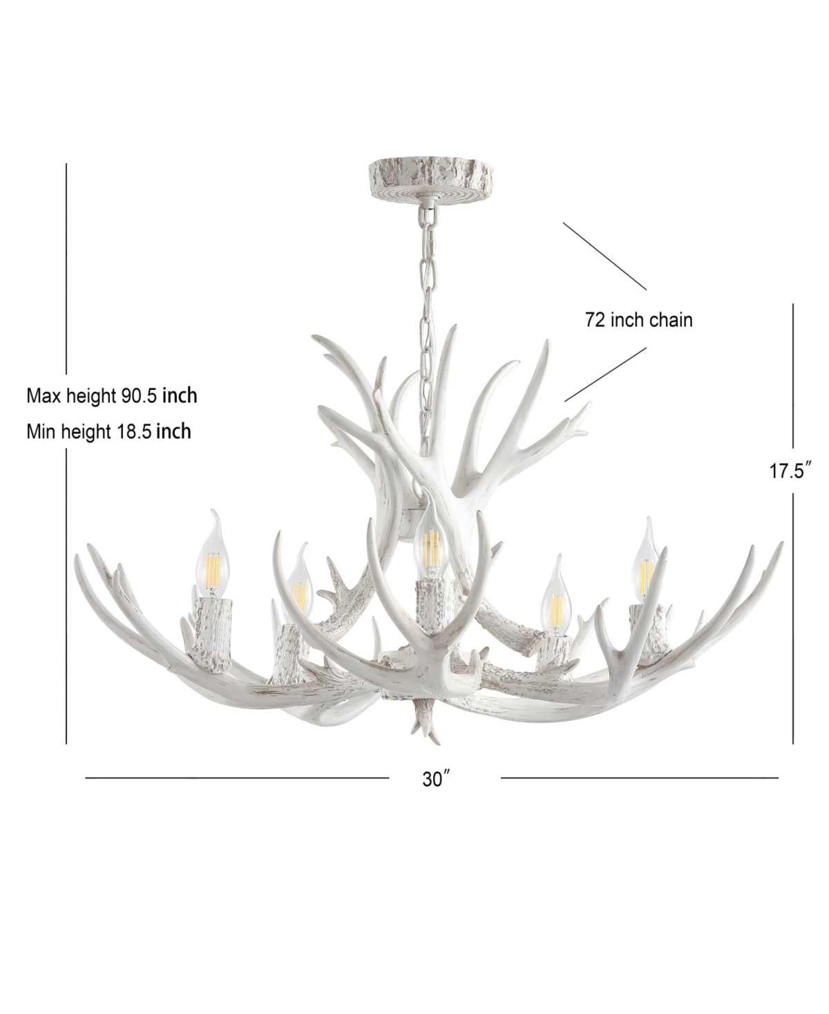 Jonathan Y Eldora 30" Adjustable Resin Antler 5-Light Led Chandelier